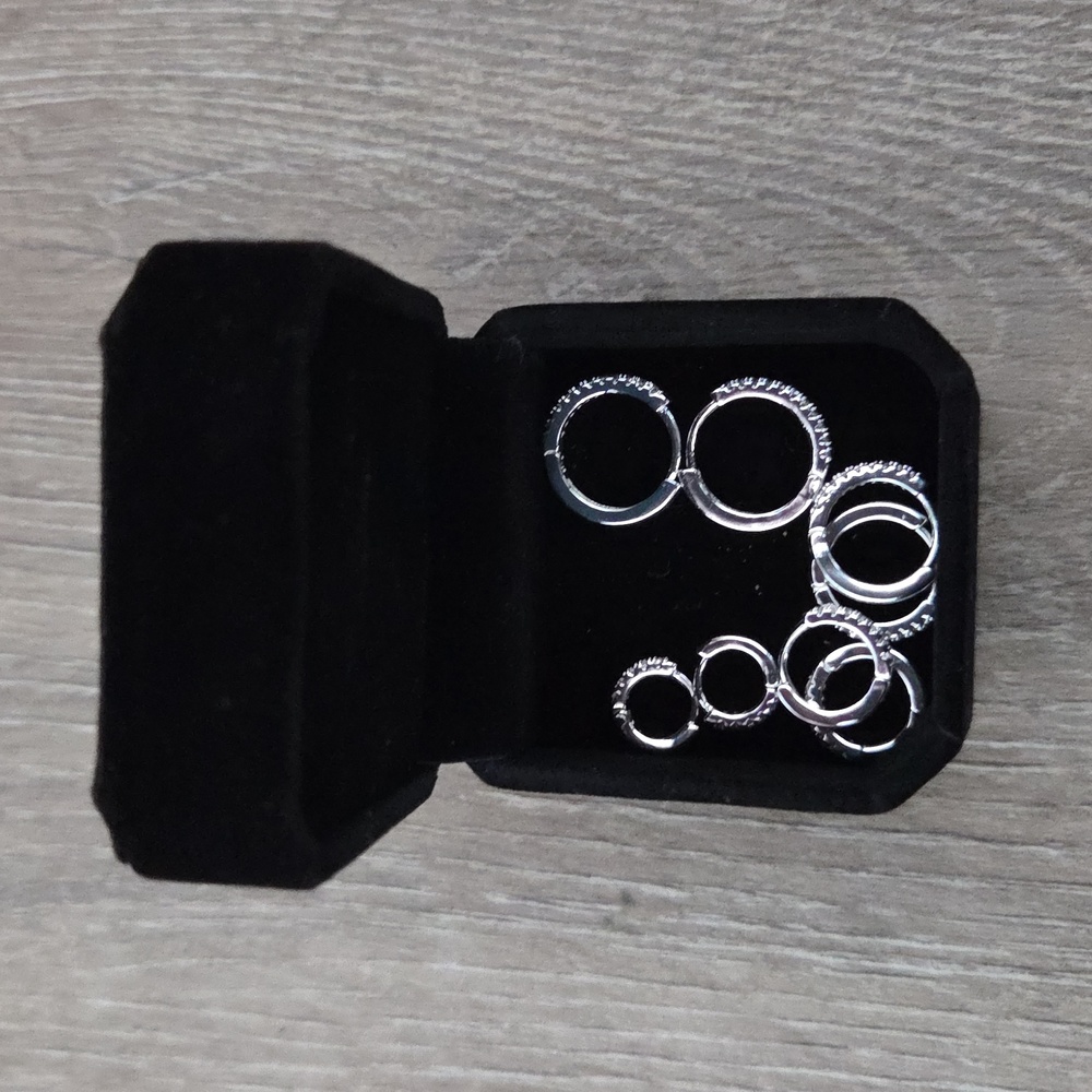 ASPVO Silver Hoop Earrings With Cubic Zirconia 4 Sizes Set